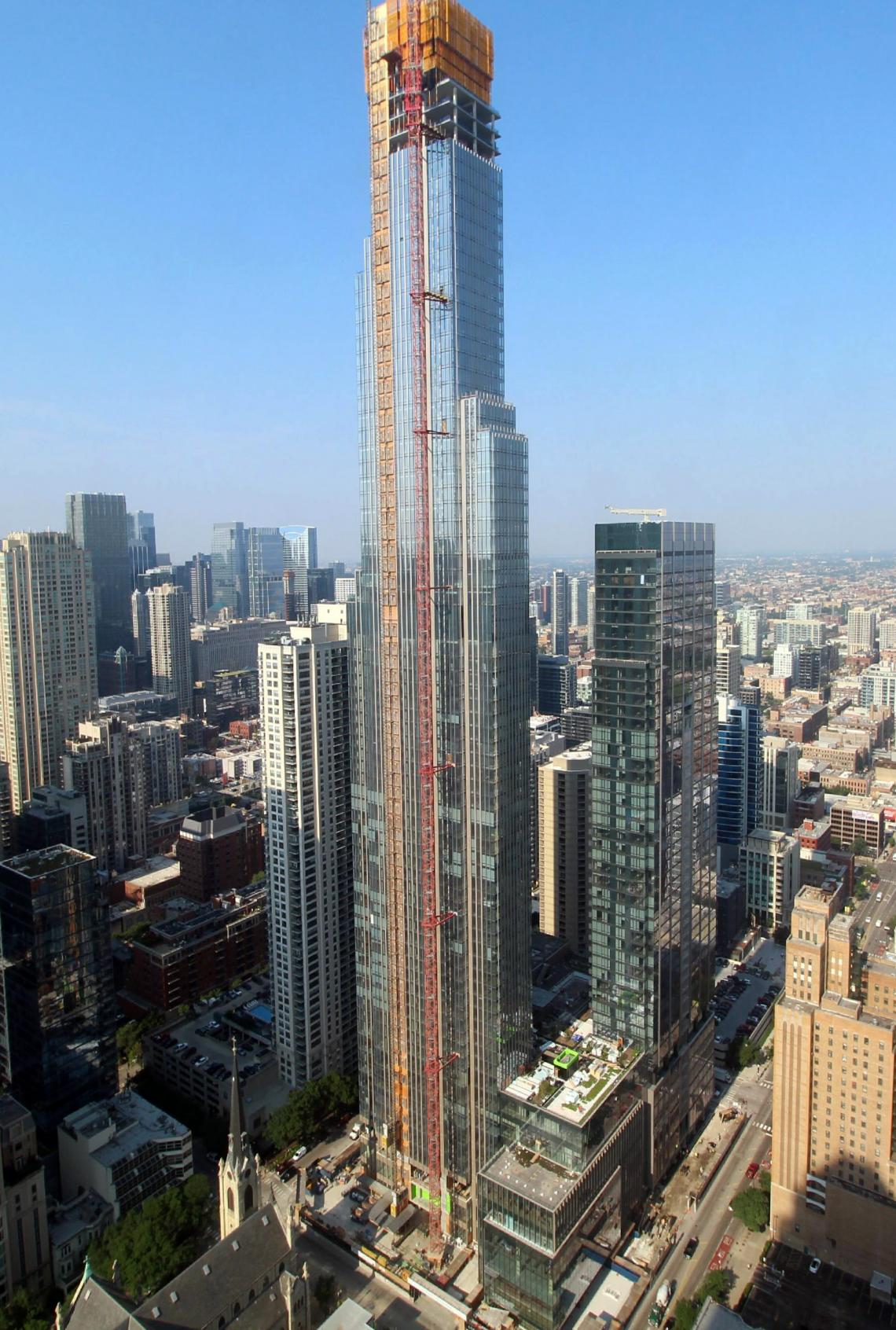 This is a construction site in Chicago, IL of a high-rise building