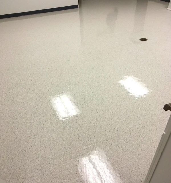 Professional hard floor cleaning service in Orland Park, Illinois. Expert technicians working on restoring the shine and cleanliness of a tiled floor.